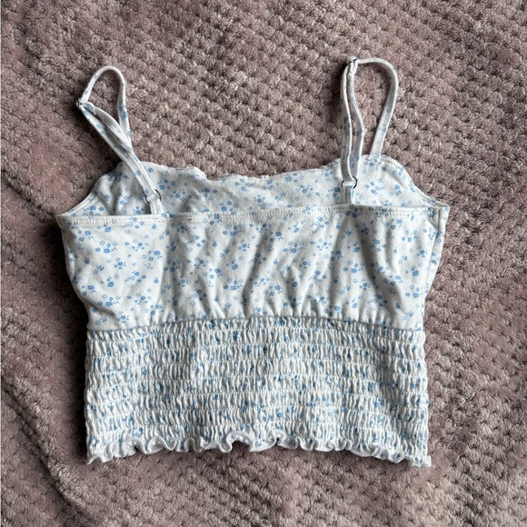Floral Blue Smocked Women's Top - Picture 2 of 3